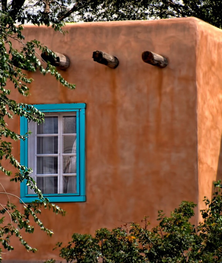Taos Adobe with Taos Blue Window Trim