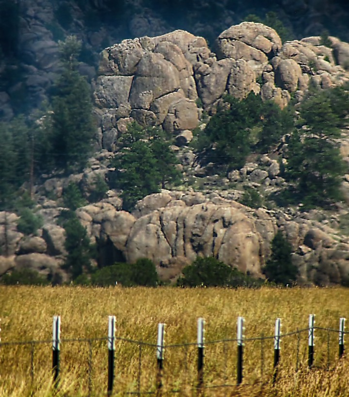 Fence line and Boulders on the East Arkansas River Valley Wall
